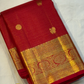 Nakshatra – Radiant Red Vairaoosi Kanchipuram Silk Saree Adorned with Mayil & Chakram Zari Buttas, Featuring an Ornate Kamalam and Floral Vine Zari Border, Flanked by Varisaipet Motifs, and a Pallu Woven with Sacred Thulasi Madams and Regal Kamalams