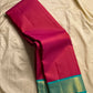 Leela Kattam — Kanchipuram Pure Silk

Rani-pink micro kattam body with soft vaira-oosi sheen

Contrast teal korvai borders with gold lattice & coin roundels

Rich teal pallu with all-over diamond/leaf zari jaal; rani tassels

Silk Mark Certified •