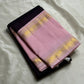 Rose Twilight – Pure Kanchipuram Silk Saree
Pastel Rose-Pink border with Golden Zari Weaves
Deep Plum-Violet Base Scattered with Gold Buttas
French Rose Rettapet Border in Lustrous Zari

Silk Mark Certified, delivery in 2 weeks