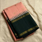 Peach Pastel Pink Pillayar Moggu green korvai Kanchipuram Pure Silk


Soft peach-pink body with delicate gold pillayar moggu & buttas

Contrast deep green pallu with rich zari stripes & coin buttas 

Silk mark , free shipping (USA)  two weeks