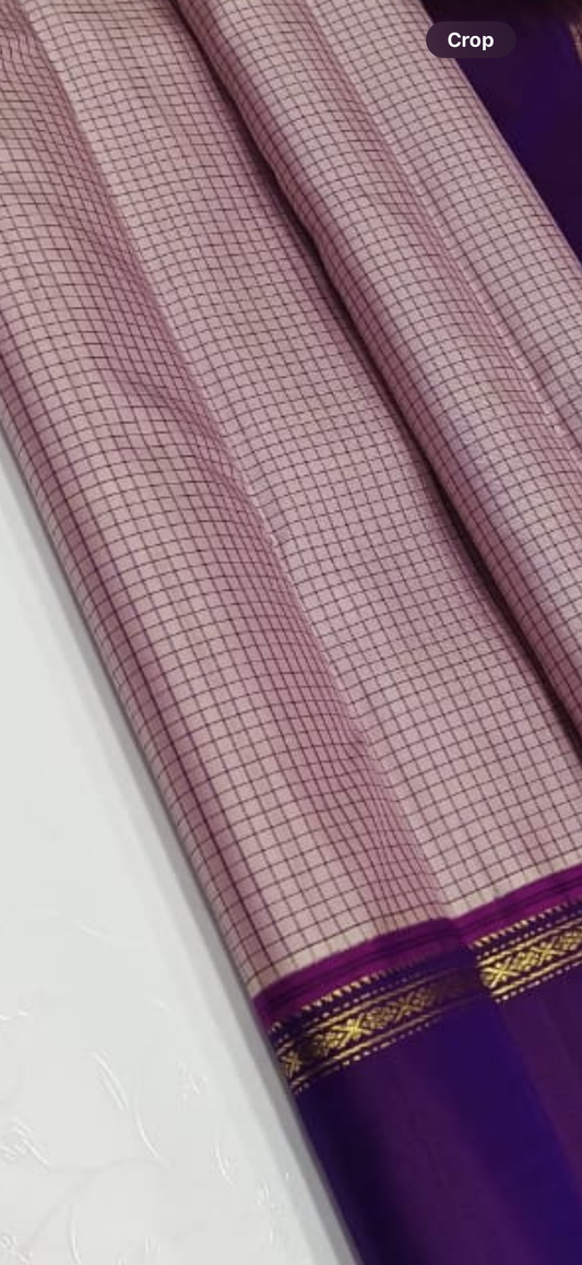 Mauve/pink purple kanchi kattam with magenta selvedge