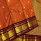 Uma 🌺 – Rust-Orange Kanchipuram Pure Silk Saree
Wide Deep Aubergine-Brown Borders with Sorgavasal Yaanai (Temple Elephant) Motifs
Rich Gold Brocade Pallu with Diamond pettu& Floral Vines