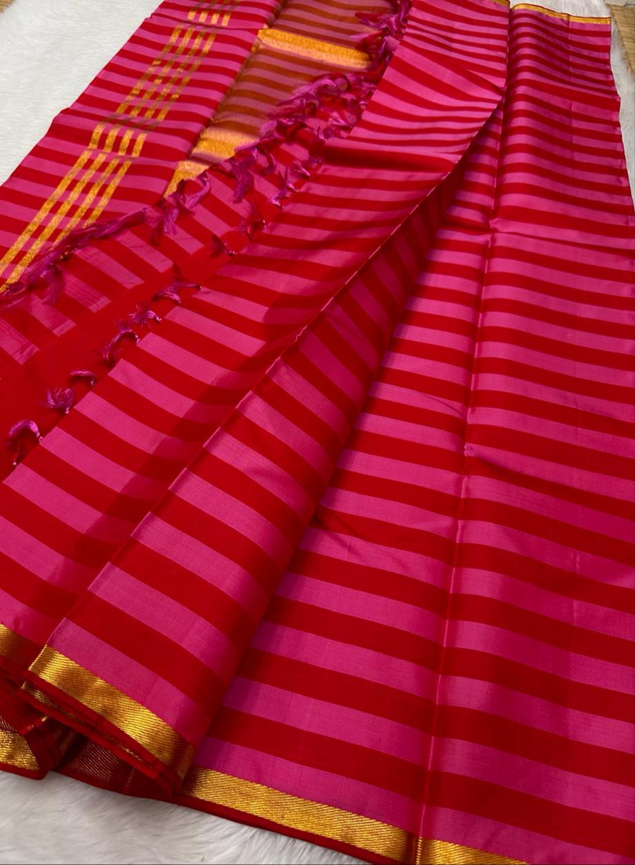 Striped pure Kanchipuram silk - silk mark saree