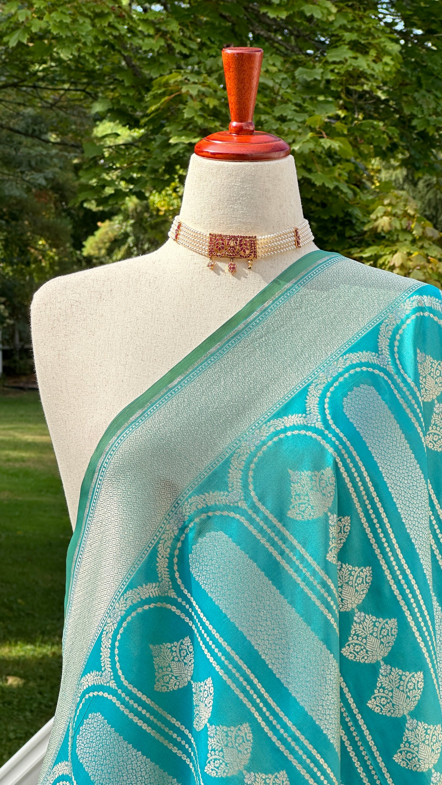 Soft silk banarasi saree - Ice blue