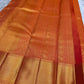 Handwoven sunset orange vermillion Kancheepuram silk saree, full drape