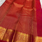 Pure Kanchipuram silk saree in radiant pink featuring classic vairaoosi zari lines