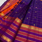 Royal Purple pure silk Kanjivaram saree, Varisaipet weave with Rani Pink border — pallu detail