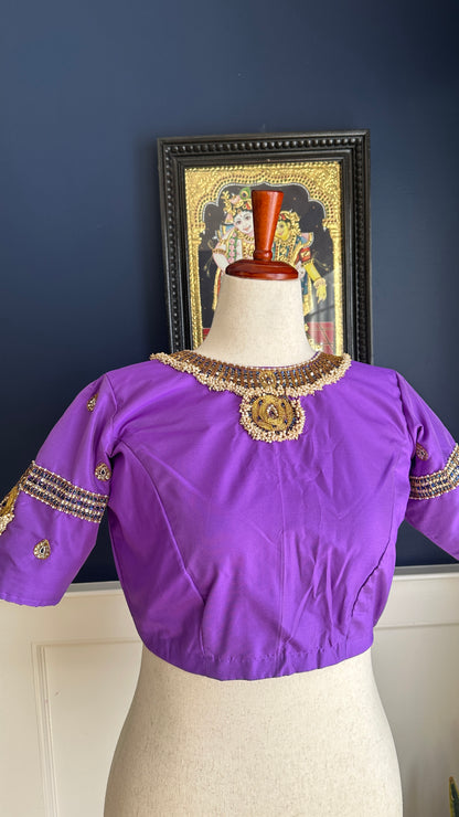 Temple - temple jewelry style embroidered blouse - Purple