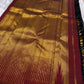 Golden zari-rich Ettukol pallu of Kanchipuram silk saree with temple peak pattern