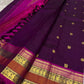 Kavyashree Plum Lustre — Pure Kanchipuram Silk Saree
Deep Plum Body with Gold Buttas, Rust–Magenta Korvai Borders
Silk Mark Certified | Free Shipping within USA | Ships in Two Weeks