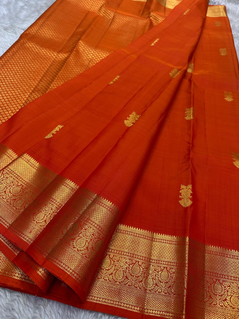 Red Kanchipuram Silk Saree with Gold Zari & Annapakshi Motif