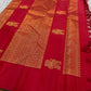 Lavanya– Vermillion Red Handwoven Kanchipuram Silk Saree in red with Gold & Silver Zari, this deep red Kanchipuram silk saree with intricate motifs in gold and silver zari, including Gandaberunda, parrots, elephants &lotuses as seen on Nita Ambani