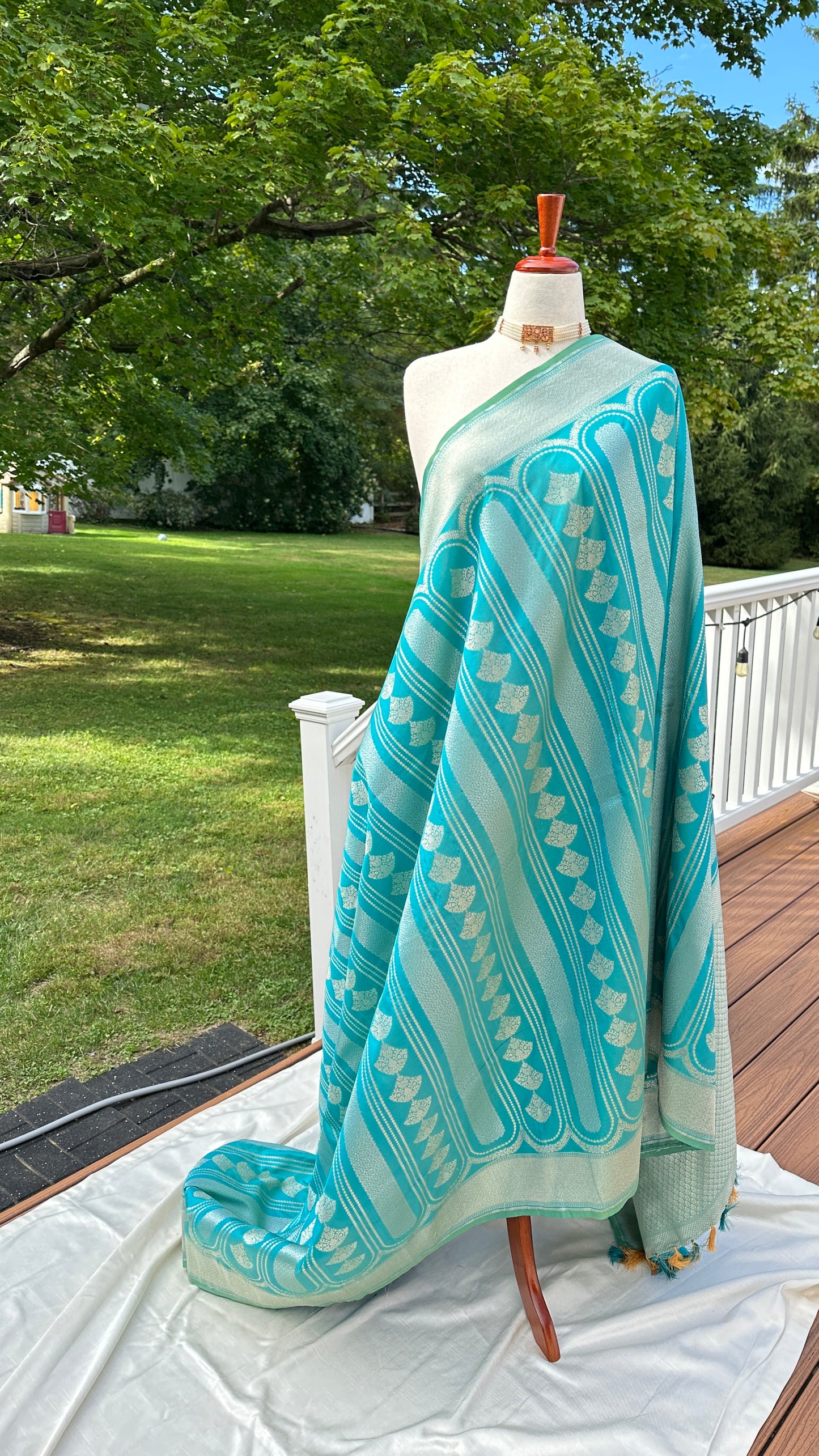 Soft silk banarasi saree - Ice blue