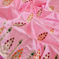 Blush pink Chanderi Pattu Silk saree showing gold-toned body motifs, colourful border and fine striped pallu