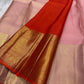 Lalima 🌸 – Bud Pink Pure Silk Saree
Featuring Large Ornate Floral Motifs Woven in 3g Pure Zari ✨
Adai Madam Floral & Vine Borders with Majestic Baavanji & peacock motif Layers 🌿 🦚
Finished with a Crimson-Orange Selvedge for Stunning Contrast 🔥