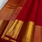 Pillar box red Kancheepuram saree border and pallu detail