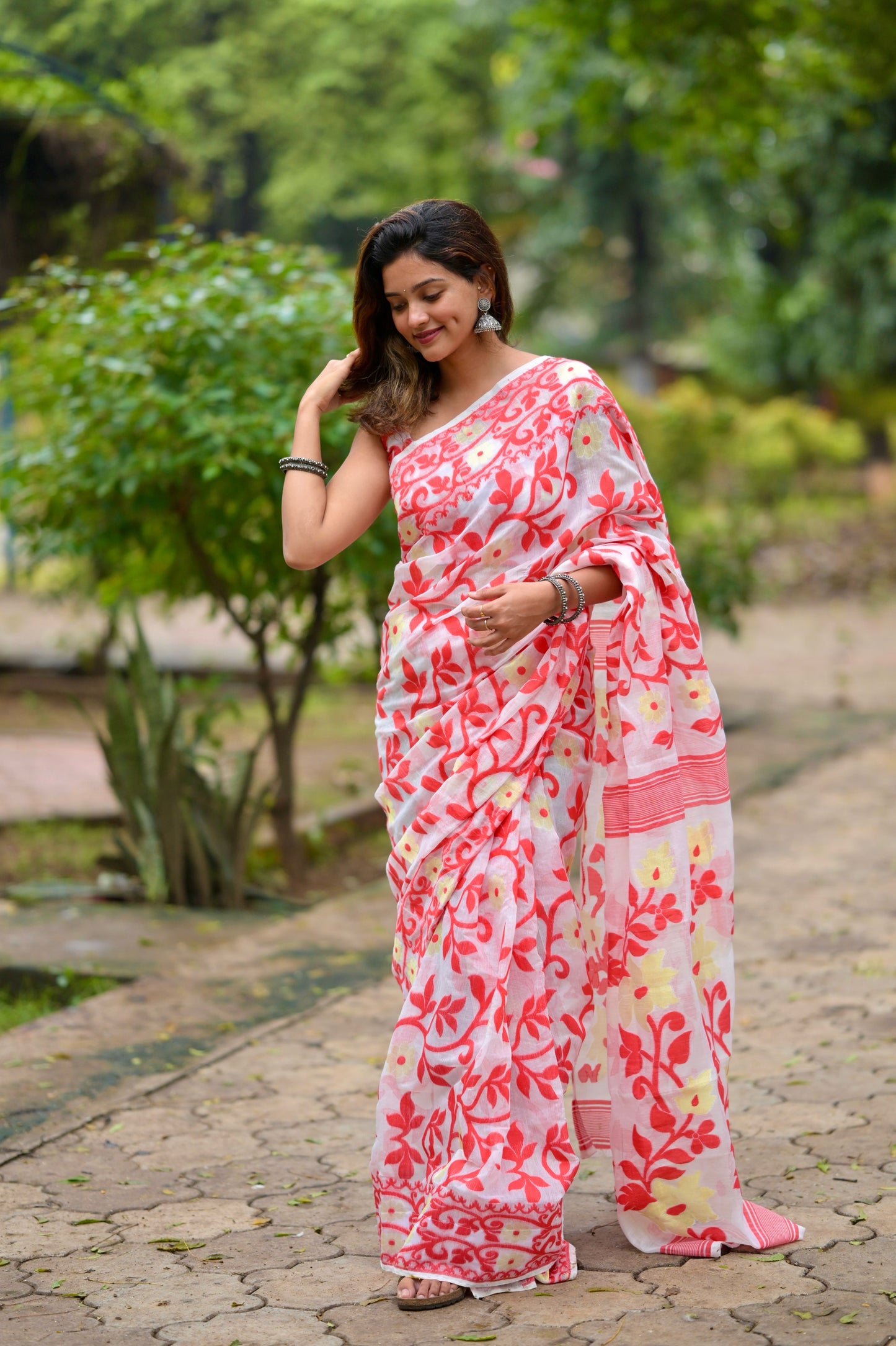 Jamdhani muslin silk saree and blouse set