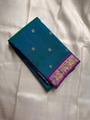 Purple and teal or peacock blue kili pure silk Kanchipuram