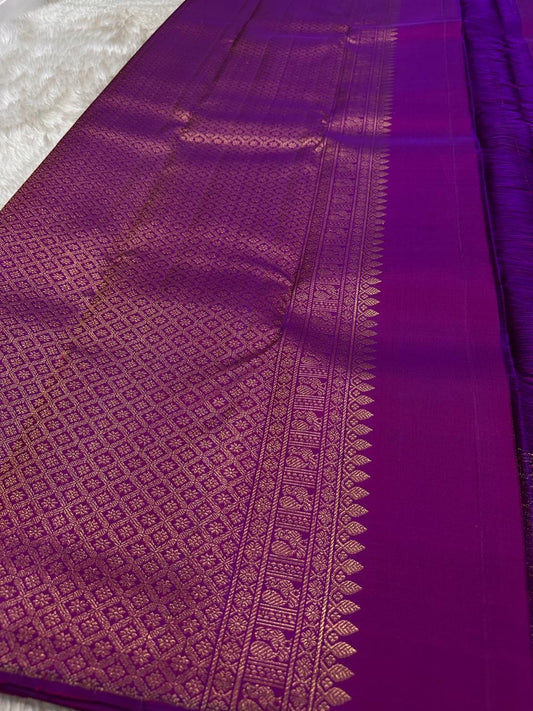 Svaroopam Vibrant Purple
Magenta-Purple Kanchipuram Silk Saree
Fine Zari Buttas & Ornate Heritage Border