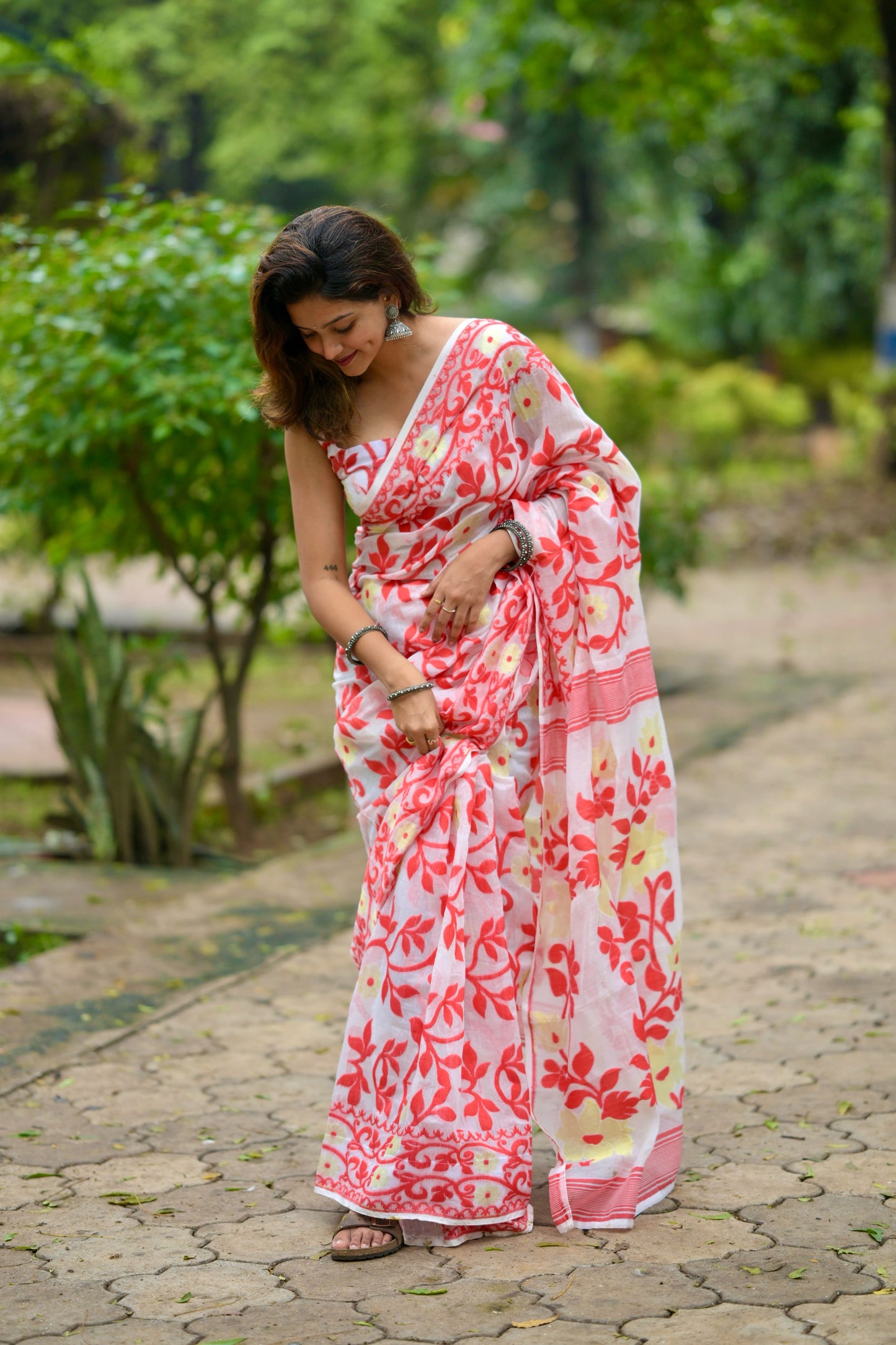 Jamdhani muslin silk saree and blouse set