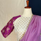 "Rita" collection - Pure silk banarasi blouse with pure tissue silk saree set in lavender and cream