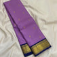 Lavender leaf butta pure Kanchipuram silk saree with deep blue korvai border