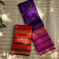 Royal Purple pure silk Kanjivaram saree, Varisaipet weave with Rani Pink border — folded view