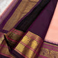 Mohana peach 🌸✨ – Graceful Peach Pure Kanchipuram Silk Saree with Handwoven Zari Peacocks 🦚, Deep Purple Peacock Border 💜🦚, Pillayar Moggu Detailing 🌺, & Intricately Woven Grid Zari Pallu 🎀💛