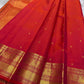 Fiery orange red shot double  color small flower motif with vanasringaram and Rudhraksham border pure silk mark certified Kanchipuram saree
