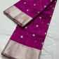 Pure silk Chanderi handloom purple pink saree