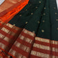 Pachai Mayil Chakram Varisaipet — Pure Kanchipuram Silk Saree
Deep pachai (bottle green) body with antique-gold chakram buttas, rust-vermillion varisaipet borders, and a radiant kesari-orange zari pallu.
Silk Mark Certified • Blouse Stitching Available
