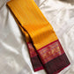 Sundaram - Bathed in the golden glow of ripe mangoes, this mambazham yellow silk saree features graceful vertical veldari stripes and delicate Sonarupa zari work. Woven with nature-inspired bird and foliage motifs
