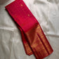 Orange red shot  Zari kattam with ornate border pure silk Kanchipuram with mayil chakram zari butta and detailed Pallu