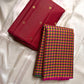 Mutyam – Handwoven Borderless Kanchipuram Pure Silk Saree with Traditional Paalum Pazhamum Baby Checks or kasa kasa kattamDual Contrast Green & Pink Selvedges, and a Subtle Zari Woven Pallu