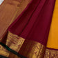 Saffron Royale – Pure Kanchipuram Silk Saree with Peacock Motif Border
Majestic saffron body with delicate zari buttas.
Rich maroon border woven with grand peacock motifs in  zari.
Traditional maroon pallu. Silk Mark Certified, delivery in 2 weeks