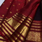 Deep plum and Arakku red Varisaipet Kanchipuram silk saree with blouse piece