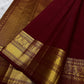 Deep brown small flower motif with vanasringaram and Rudhraksham border pure silk mark certified Kanchipuram saree