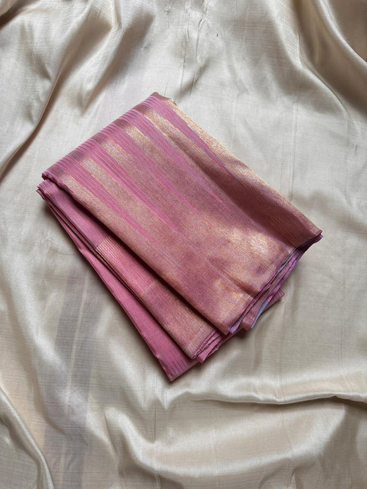 Blush pink  silk - pure silk Kanchipuram saree with gold and silver lightning motif purple and silver Pallu in a base of pink vairaoosi 💕truly special saree