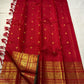 Chandrika — Pure Silk Kanchipuram Saree
Kumkum Red Body with Gold Checks & Coin Buttas | Grand Zari Medallion Borders
Rich Brocade Pallu | Silk Mark Certified ✅ | Free USA Shipping | Ships in Two Weeks ✅