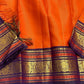 Kesari Annapakshi Chakram
Pure Kanchipuram Silk Saree – Vibrant Kesari Orange Body with Gold Zari Chakram Buttas
Deep Purple Korvai Borders with Majestic Annapakshi & Floral Motifs
Grand Purple Zari Pallu. Silk mark certified , ships in 2 weeks