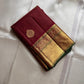 Burgundy Vairaoosi – Pure Kanchipuram Silk Saree
Classic burgundy body woven with Vairaoosi ✨
with delicate gold floral medallion buttas for temple elegance
antique-gold korvai borders with rosettes & chevron. Silk Mark Certified, delivery in 2 weeks