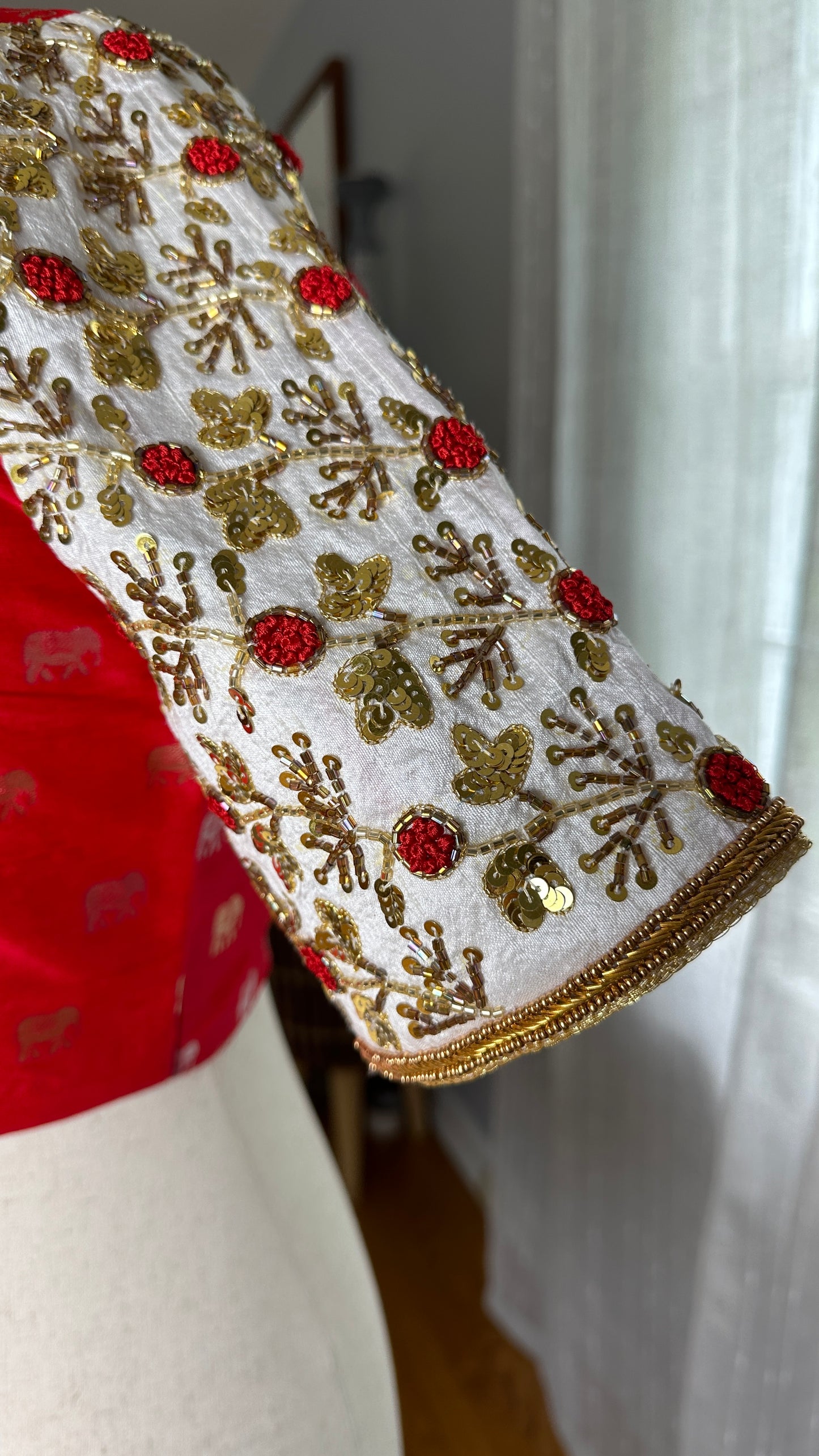 Ruby - Red Banarasi embroidered blouse