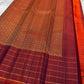 Minmini – Deep Purple Pure Kanchipuram Silk Saree with Gold Zari Buttas, Fiery Orange Checked Zari Border & Rich Gold Brocade Pallu with Traditional Motifs