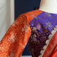 "Rita" collection - Pure silk banarasi blouse with pure tissue silk saree set in orange and purple
