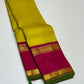 Chaamanthi – Pure Silk Kanchipuram in Sampanga, Turmeric Yellow with Magenta-Red Shot Borders, Manthulir Selvedge & Traditional Zari Detailing.
An ode to timeless tradition, reimagined in an auspicious , luminous palette.