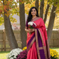 Pink Shot with Rani Radiance ✨ – Pure Kanchipuram Silk Saree with Gold Zari Kattam Checks, Plum Korvai Border & Grand Brocade Pallu – Silk Mark Certified, Fall & Pico Done, Blouse Stitching Available, ships in 2 weeks