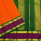 Sunset Kattam — Pure Kanchipuram Silk Saree
Sunset-orange kattam body with royal purple borders and emerald green pallu in fine zari.
Silk Mark Certified • Free Shipping within USA • Ships in Two Weeks