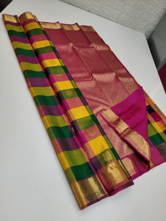 Paalum pazhamum kattam Kanchipuram pure silk