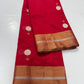 Roja Pushpam — Pure Silk Chanderi (Crimson Blossom)
Crimson red body with silver-ivory floral buttas & gold stems 🌸
Antique copper-gold border • Red-gold tissue pallu • Silk Mark Certified • Free Shipping within USA • Ships in Two Weeks