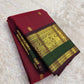Mayil butta in gold zari close-up on arakku red Kanjipuram pure silk saree — Idam Living